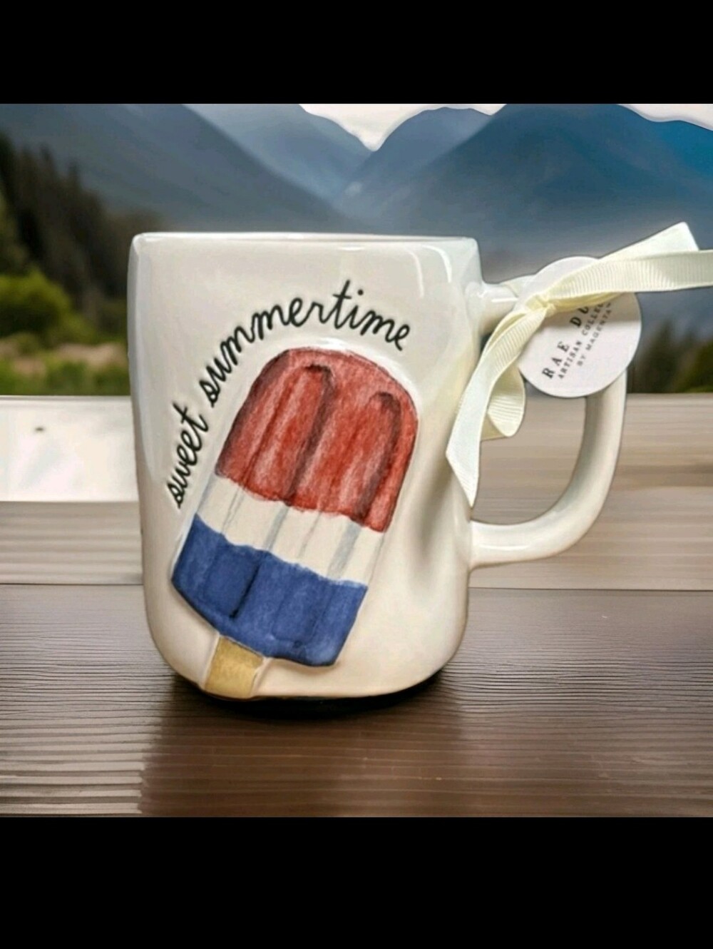 RAE DUNN: PATRIOTIC: COFFEE: TEA: CERAMIC MUG: SWEET SUMMERTIME: POPSICLE: NEW